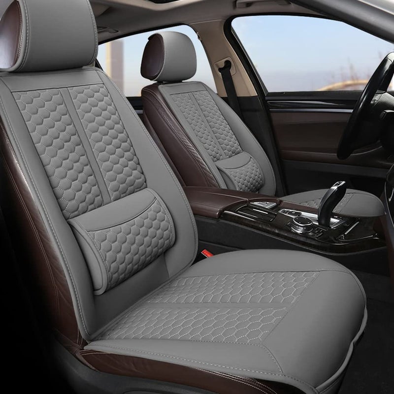 Black Panther Car Seats Covers, 1 Pair Universal Sideless Driver Seat Protectors with Lumbar Support and Headrest Covers (Gray) - Image 1